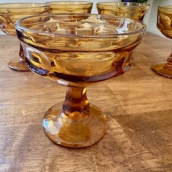 Vintage Libbey Rock Sharpe Amber Ashburton Sherbet Glasses – Set of 6 Mid-Centur - Picture 4 of 7